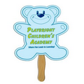 Teddy Bear Stock Shape Fan w/ Wooden Stick